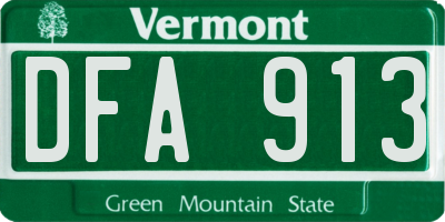 VT license plate DFA913