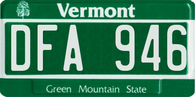 VT license plate DFA946