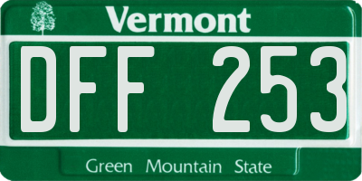 VT license plate DFF253