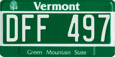 VT license plate DFF497