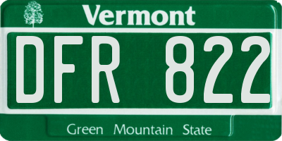 VT license plate DFR822