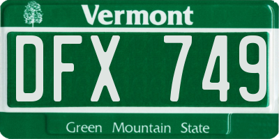 VT license plate DFX749