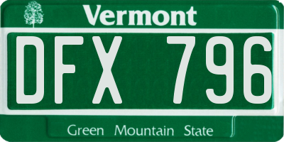 VT license plate DFX796