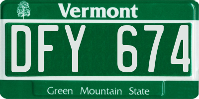 VT license plate DFY674