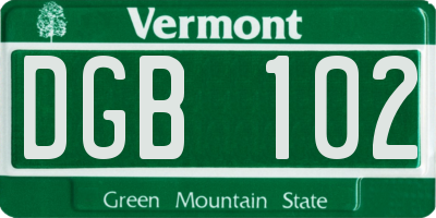 VT license plate DGB102