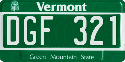 VT license plate DGF321