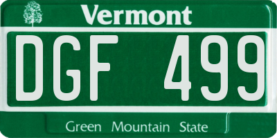 VT license plate DGF499