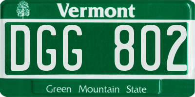 VT license plate DGG802