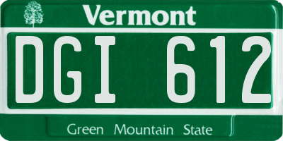 VT license plate DGI612