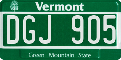 VT license plate DGJ905