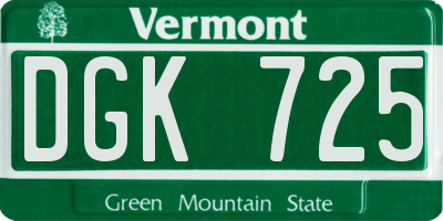 VT license plate DGK725