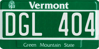 VT license plate DGL404