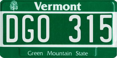 VT license plate DGO315