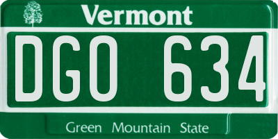 VT license plate DGO634