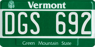VT license plate DGS692