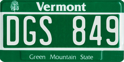 VT license plate DGS849