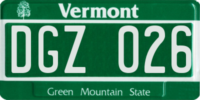 VT license plate DGZ026