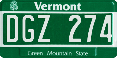 VT license plate DGZ274