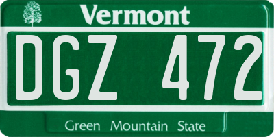 VT license plate DGZ472