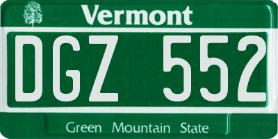 VT license plate DGZ552