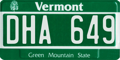 VT license plate DHA649