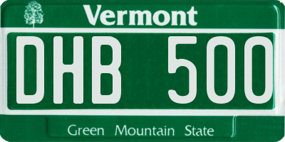 VT license plate DHB500