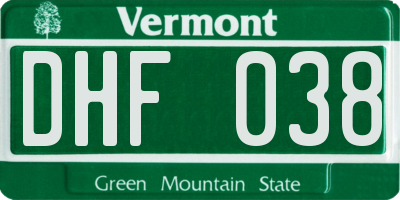 VT license plate DHF038