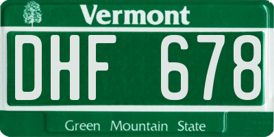 VT license plate DHF678