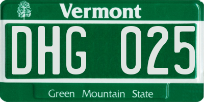 VT license plate DHG025