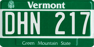 VT license plate DHN217