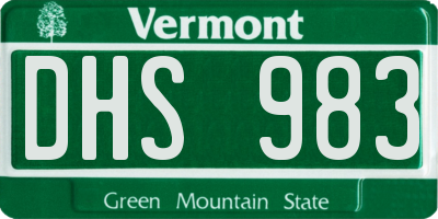 VT license plate DHS983