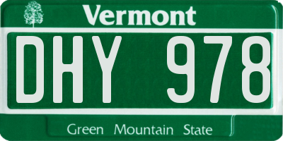 VT license plate DHY978