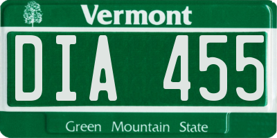VT license plate DIA455