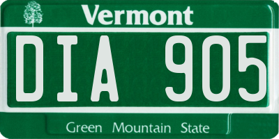 VT license plate DIA905