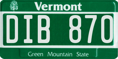 VT license plate DIB870
