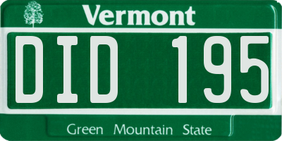 VT license plate DID195