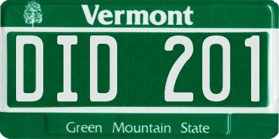 VT license plate DID201