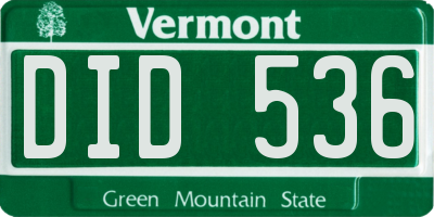 VT license plate DID536