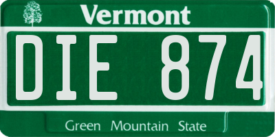 VT license plate DIE874
