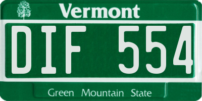 VT license plate DIF554