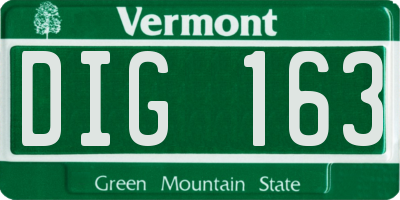 VT license plate DIG163