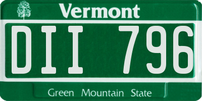 VT license plate DII796