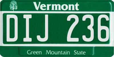 VT license plate DIJ236