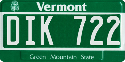 VT license plate DIK722