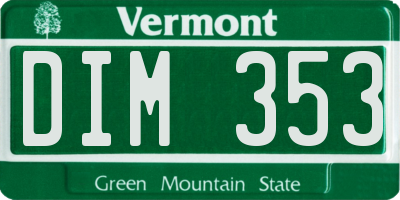 VT license plate DIM353