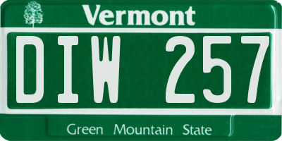 VT license plate DIW257