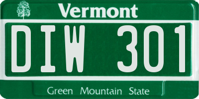 VT license plate DIW301