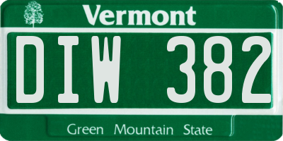 VT license plate DIW382