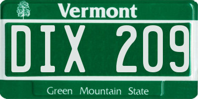 VT license plate DIX209