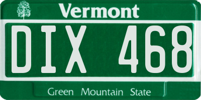 VT license plate DIX468